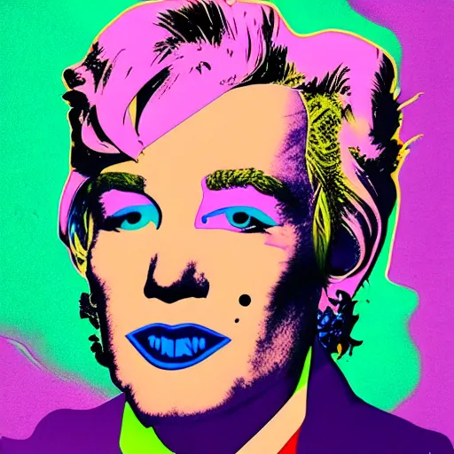 Prompt: An extremely psychedelic portrait of Andy Warhol, surreal, LSD, face, detailed, intricate, elegant, lithe, highly detailed, digital painting, artstation, concept art, smooth, sharp, magical, Occult, focus, illustration