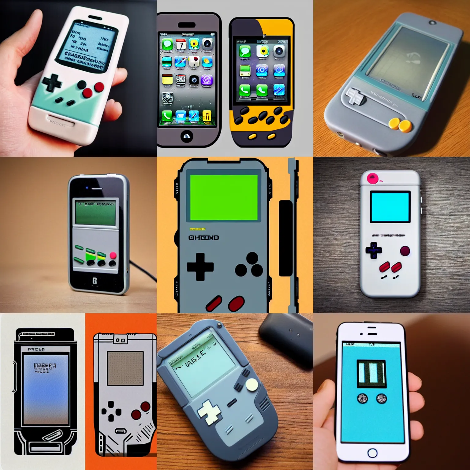 Prompt: iphone in style gameboy design, technology, electronics