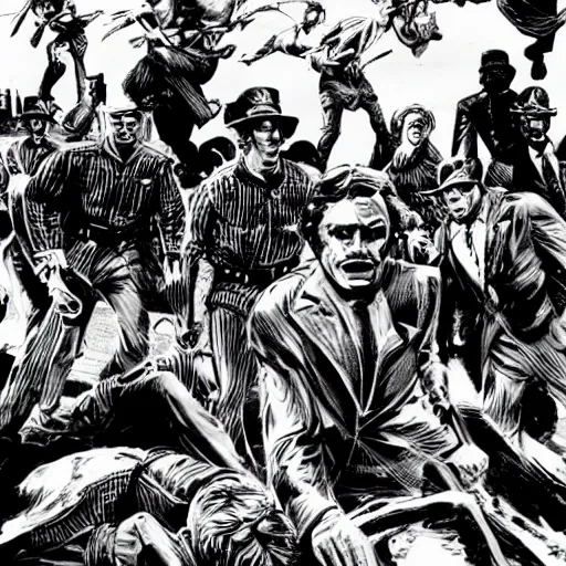 Prompt: bloody sunday in the style of Gene Colan