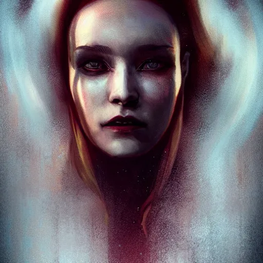 Image similar to Menacing regal female vampire portrait, atmospheric lighting, painted, intricate, volumetric lighting, beautiful, rich deep colors masterpiece, golden hour, sharp focus, ultra detailed, by Leesha Hannigan, Ross Tran, Thierry Doizon, Kai Carpenter,Ignacio Fernández Ríos