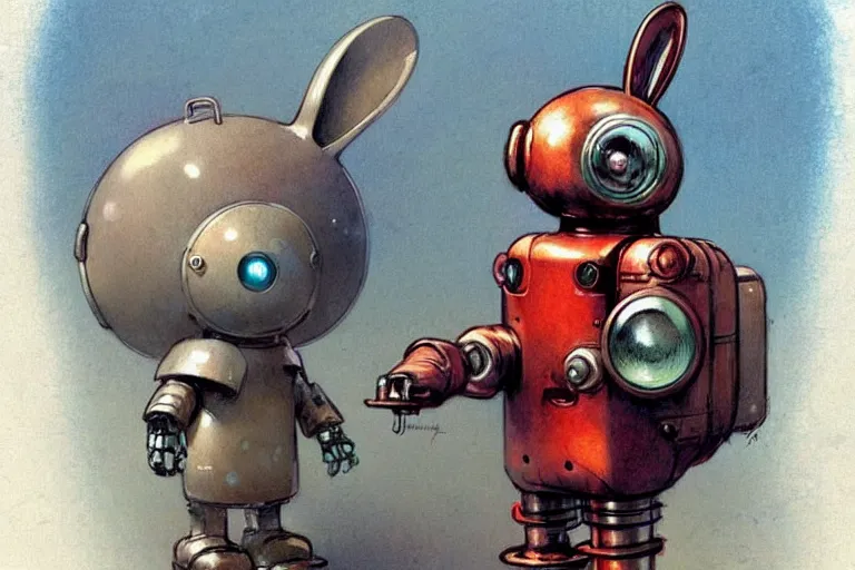 Image similar to adventurer ( ( ( ( ( 1 9 5 0 s retro future robot android rabbit. muted colors. ) ) ) ) ) by jean baptiste monge!!!!!!!!!!!!!!!!!!!!!!!!! chrome red