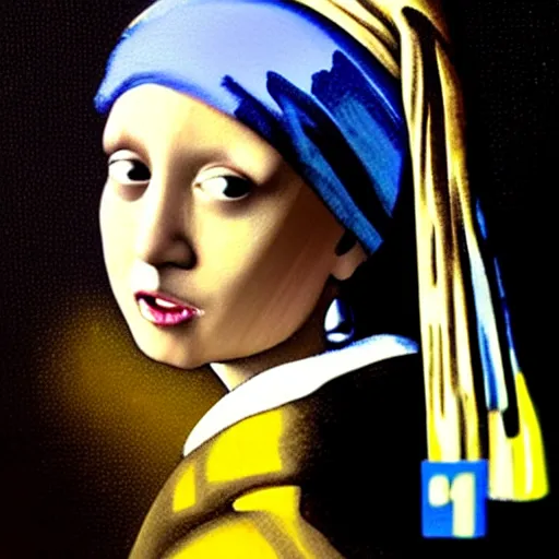 Image similar to donald trump painted like girl with a pearl earring