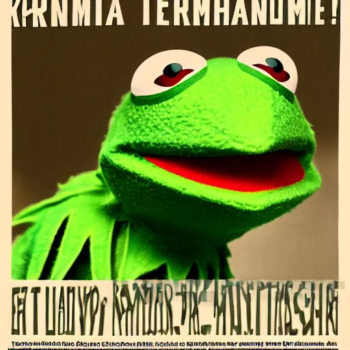 Prompt: propaganda poster for Kermit the Frog