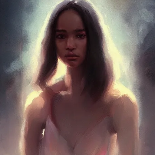 Image similar to “ portrait of zoe isabella kravitz by greg rutkowski, young, attractive, highly detailed portrait, scifi, digital painting, artstation, concept art, smooth, sharp foccus ilustration, artstation hq ”