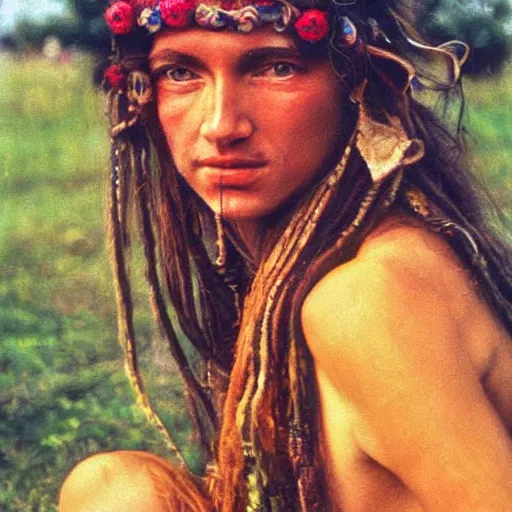 Prompt: an oil painting of a hippy woman at woodstock 1969, natural colours, character photography, Exquisite detail, post-processing, masterpiece