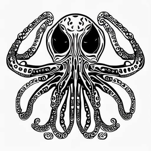 Image similar to cyborg octopus symmetrical colour acrylic painting, coloured, digital art, minimal geometric, vector art