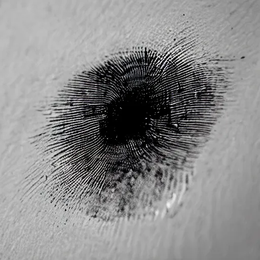 Prompt: close up of a finger print, ultra realistic, 4 k, black and white.