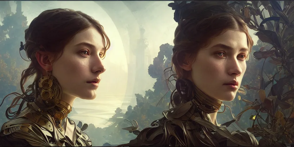 Image similar to orthogonal view of a time - traveler, folding - space, ultra - realistic, concept art, intricate details, eerie!, highly detailed, photorealistic, octane render, 8 k, unreal engine. art by artgerm and greg rutkowski and alphonse mucha