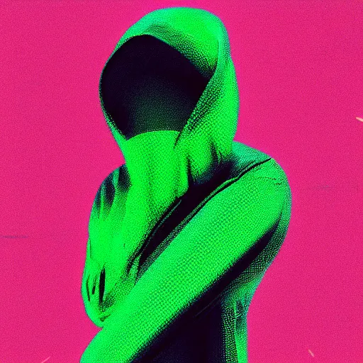 Image similar to green snake head in hoodie, portrait, vaporwave, synthwave, neon, vector graphics, cinematic, volumetric lighting, f 8 aperture, cinematic eastman 5 3 8 4 film