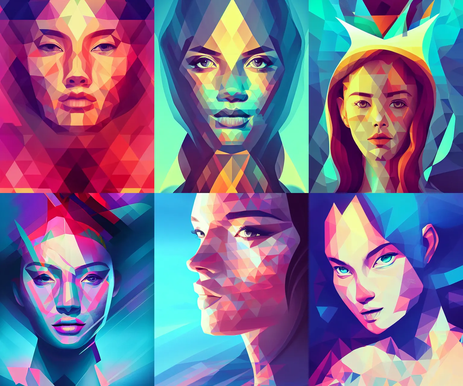 Prompt: tsunami geometric princess portrait, auburn beauty, artgerm, wlop, sunrise, petros afshar, liam brazier, artstation