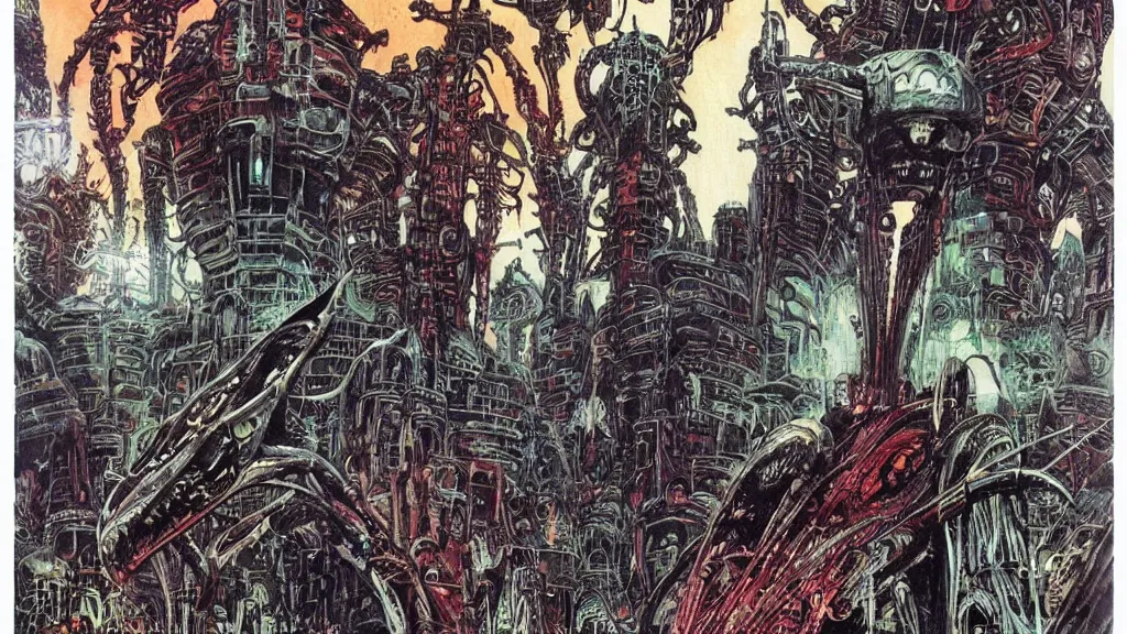 Image similar to alien empire by Philippe Druillet and Richard M Powers
