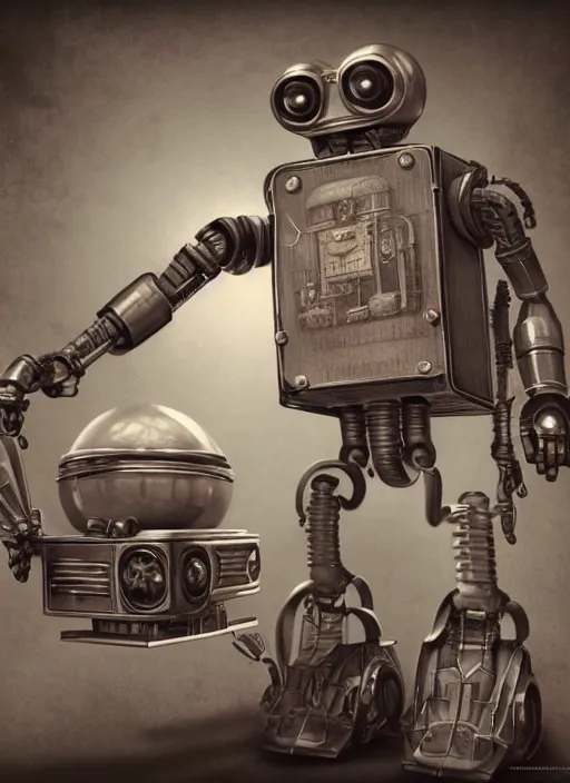 Image similar to highly detailed closeup, portrait of a 1 9 2 0 s retro toy robot, unreal engine, nicoletta ceccoli, mark ryden, earl norem, lostfish, global illumination, detailed and intricate environment