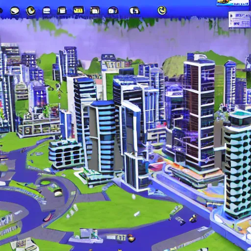 Image similar to asymmetrical sim city building videogame