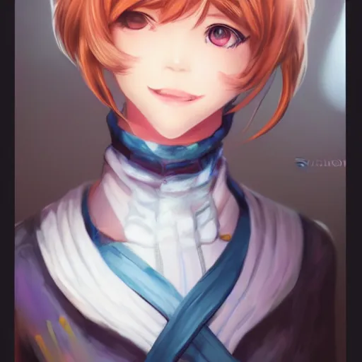 Image similar to portrait of Sayori from Doki Doki Literature Club, detailed facial features, optimistic colors, bright eyes, clear eyes, warm smile, delicate, by artgerm and WLOP