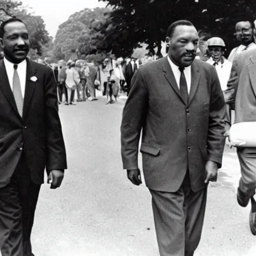 Prompt: FDR holding hands with MLK