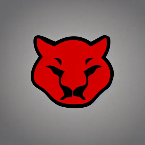 Image similar to concept cell shaded logo. Cougar. Red background.