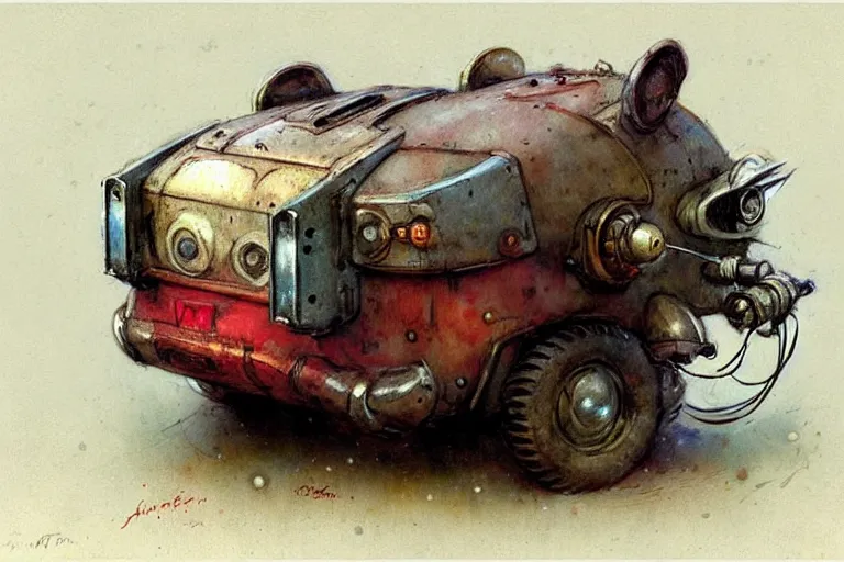 Image similar to adventurer ( ( ( ( ( 1 9 5 0 s retro future robot android obese rat wagon. muted colors. ) ) ) ) ) by jean baptiste monge!!!!!!!!!!!!!!!!!!!!!!!!! chrome red