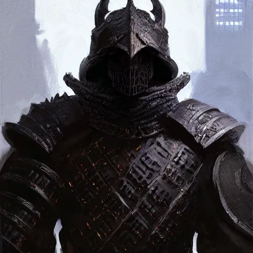 Image similar to digital art painting of a black dragonborn wearing armored wizard robes, dnd portrait painted by craig mullins and gaston bussiere and greg rutkowski