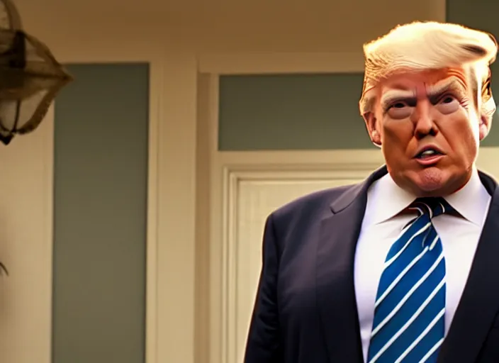 Image similar to film still of donald trump as george bluth sr. in arrested development tv show, 8 k
