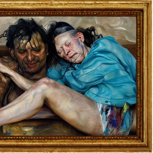 Prompt: high quality high detail painting by lucian freud and jenny saville, hd, golden eal, turquoise