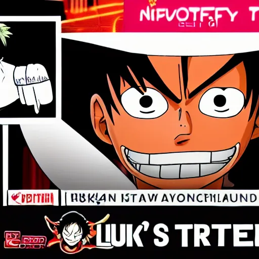 Prompt: Luffy doing a livestream on Twitch