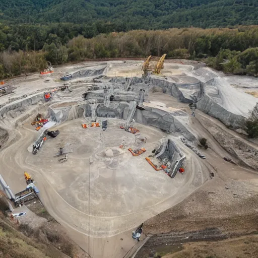 Image similar to birds eye view of sci-fi quarry