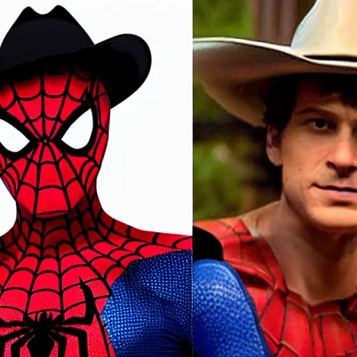 Image similar to Spiderman as a cowboy