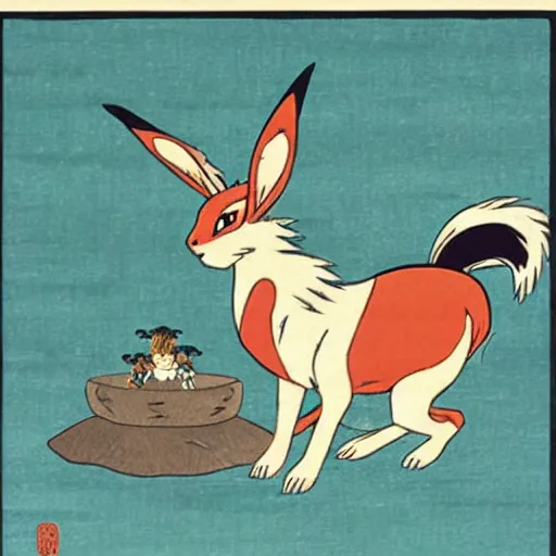 Image similar to Beautiful Ukiyo-e painting of an Eevee