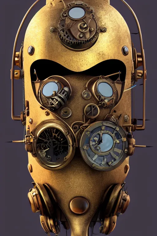 Image similar to steampunk helmet fantasy art mask robot ninja stylized digital illustration sharp focus, elegant intricate digital painting artstation concept art global illumination ray tracing advanced technology chaykin howard and campionpascale and cooke darwyn and davis jack