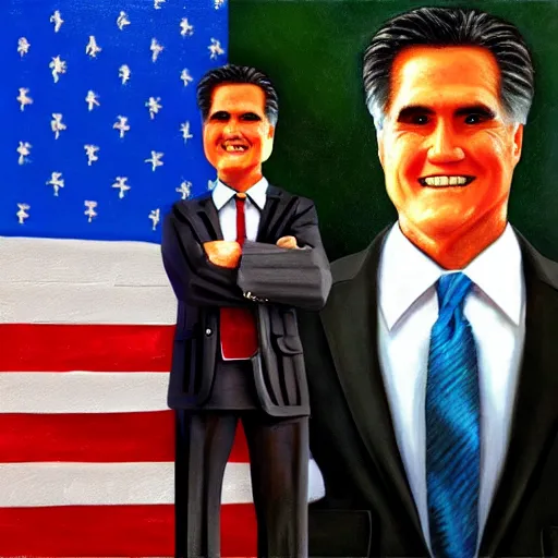 Image similar to Minecraft Steve meets photorealistic Mitt Romney, digital art, trending on artstation, oil painting