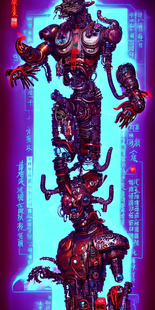 Image similar to cyberpunk oimmortal beast from chinese mythology cyborg portrait, illustration, pop art, splash painting, by lucusfilm, weta studio and james jean, 8 k