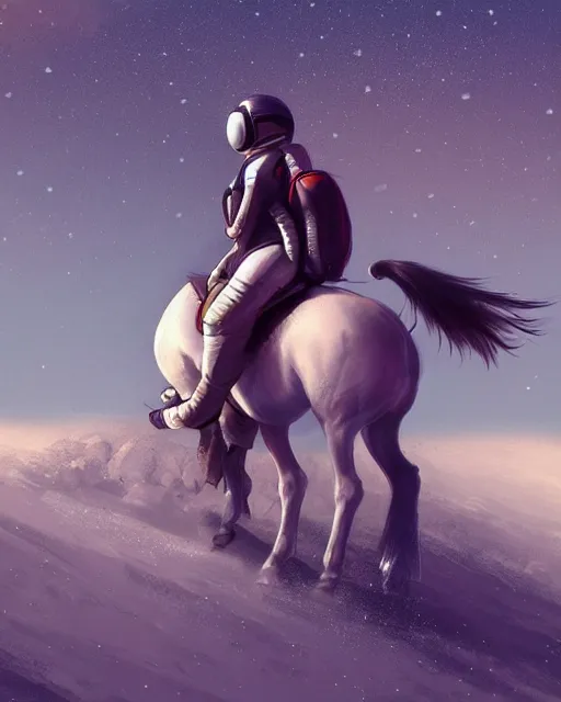 Image similar to horse sitting on top of astronaut, artstation