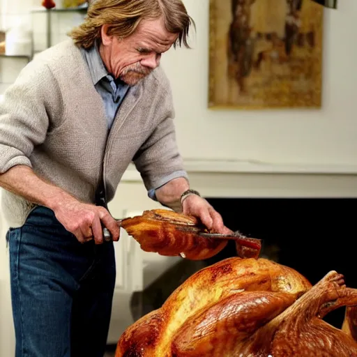 Image similar to William H Macy carving a turkey