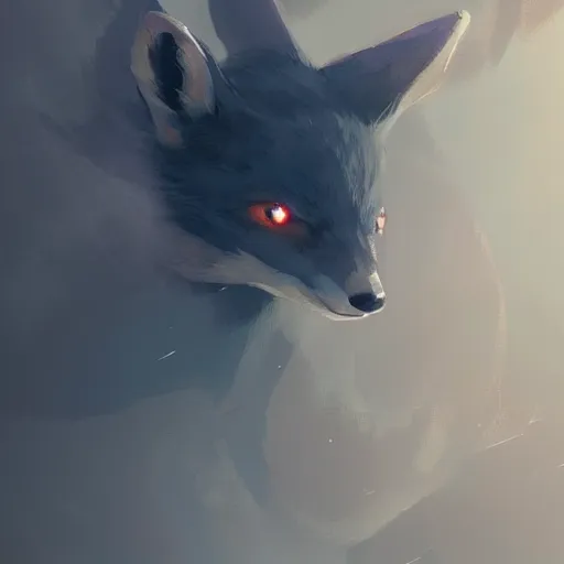 Image similar to obsidian carbuncle, concept art, artstation, makoto shinkai, small, fox, digital art, greg rutkowski,