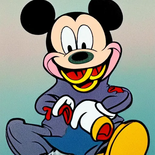 Image similar to zombie mickey mouse eating donald duck