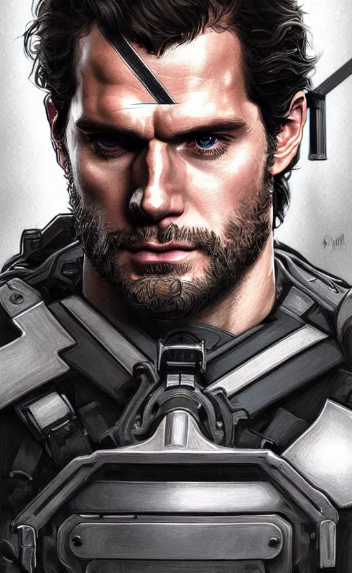 Prompt: portrait of henry cavill as solid snake, eye patch, metal gear solid, upper body,, henry cavill!!!, fantasy, intricate, elegant, highly detailed, digital painting, artstation, concept art, smooth, sharp focus, illustration, art by artgerm and greg rutkowski and alphonse mucha