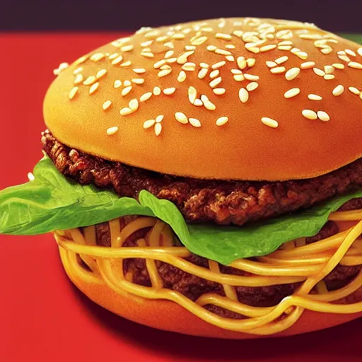 Prompt: mcdonalds spaghetti burger