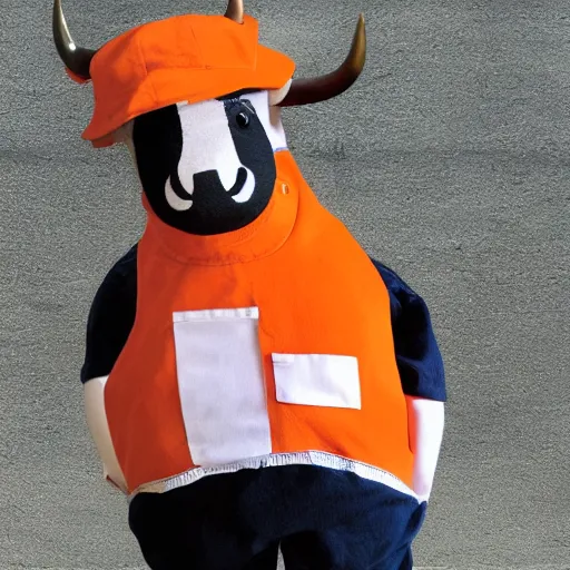 Image similar to bull using orange inmate clothes