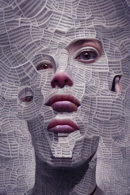 Prompt: 3 d, close - up, happy fashion model looking up, newspaper, tears, poster art, intricate oil painting, high detail, figurative art, multiple exposure, poster art, 3 d, by stanley kubrick and tooth wu and wlop and beeple