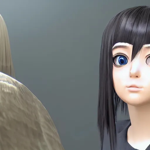 Prompt: “amazing photorealistic unreal engine 5 render RTX portrait of beautiful anime girl with big eyes and magic haircut. NVIDIA hairworks. Raytracing. Ultra max settings.”