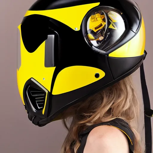 Image similar to black suit catgirl yellow motorcycle helmet, floating through galaxy