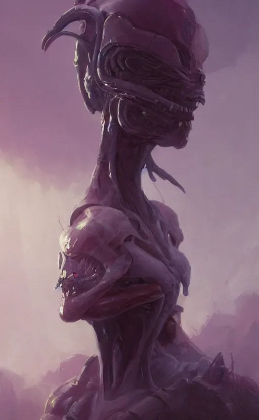 Prompt: a painting of a beautiful alien trending on artstation in the style of greg rutkowski