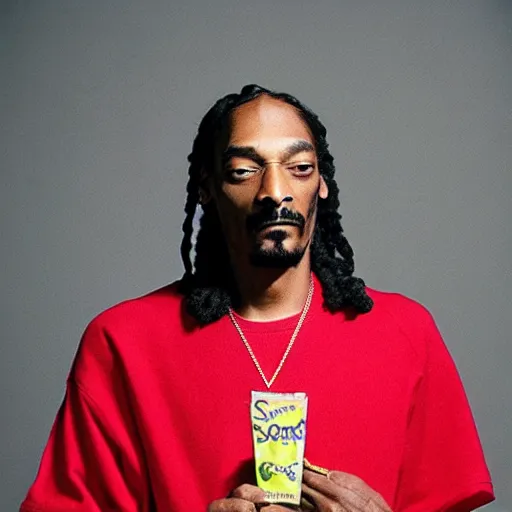 Image similar to Snoop Dogg holding a bag of sour patch kids for a 1990s sitcom tv show, Studio Photograph, portrait, C 12.0