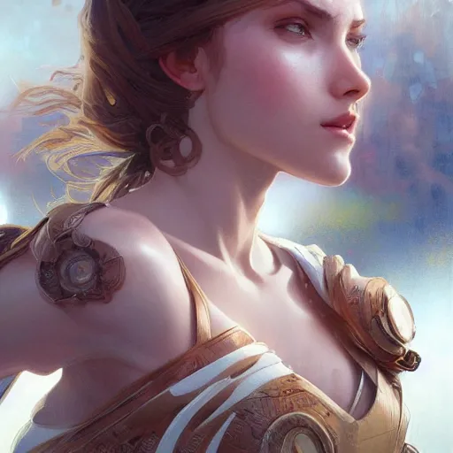 Image similar to ultra realistic illustration, super girl, intricate, elegant, highly detailed, digital painting, artstation, concept art, smooth, sharp focus, illustration, art by artgerm and greg rutkowski and alphonse mucha