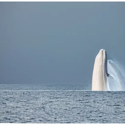 Prompt: white whale in the ocean, canon eos r 3, f / 1. 4, iso 2 0 0, 1 / 1 6 0 s, 8 k, raw, unedited, symmetrical balance, in - frame