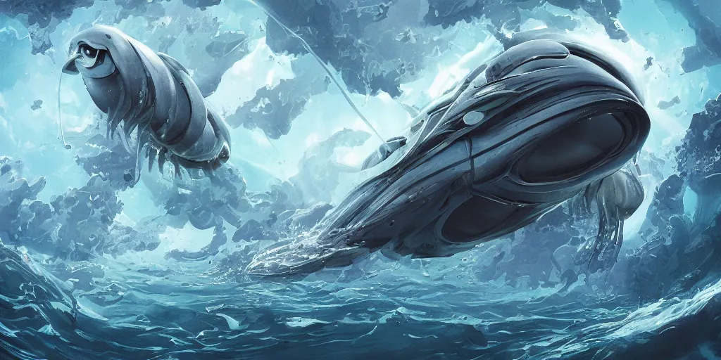 Image similar to a futuristic sea creature in a deep sea below one hundred kilometers from the sea level with a giant bazooka on it\'s back, detailed illustration, digital art, overdetailed arttrending on artstation, the most beautiful image ever created, dramatic, subtle details, illustration painting, 8K, award winning artwork, high quality printing, fine art, intricate, epic lighting, very very very very beautiful scenery, 8k resolution, digital painting, sharp focus, professional art, 8k ultra hd, artstationHD, hyper detailed