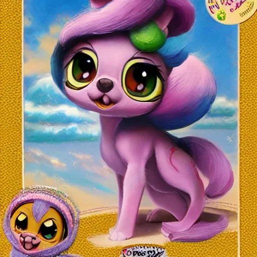 Image similar to 3d Littlest Pet Shop mythical creature, master painter and art style of Noel Coypel, art of Émile Eisman-Semenowsky, art of Édouard Bisson