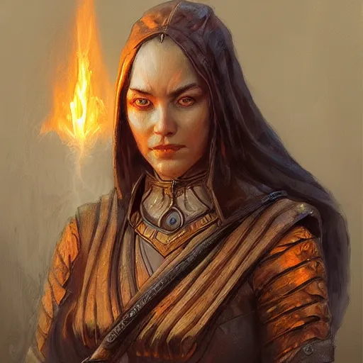 Image similar to the flame female wizard as a realistic d & d fantasy character, closeup portrait art by donato giancola and greg rutkowski, vintage retro, realistic face, digital art, trending on artstation, symmetry!!