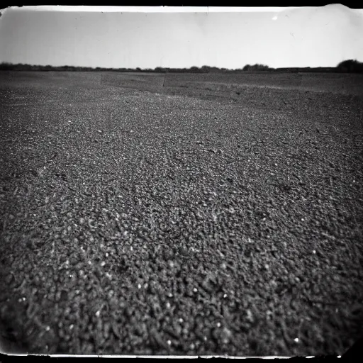 Image similar to a bright light covering the sky, dirt ground, dust, taken on a ww 2 camera, very high bloom ammount, realistic.