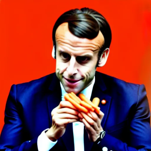 Prompt: « emmanuel macron, eating carrots »